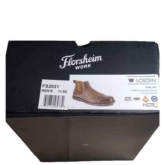 Florsheim Loedin Size 11.5D Brown Leather Work Boots Steel Toe New In Box Chukka - Picture 11 of 11